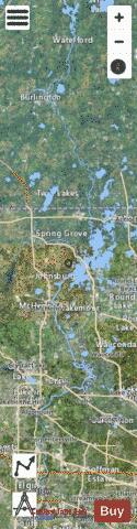 Fox Chain O Lakes depth contour Map - i-Boating App - Satellite