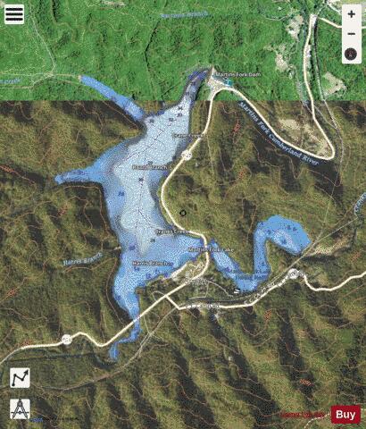 Martins Fork Lake depth contour Map - i-Boating App - Satellite