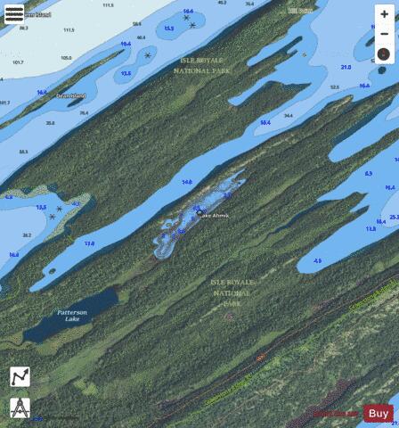 Lake Ahmik depth contour Map - i-Boating App - Satellite