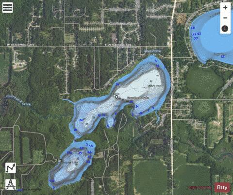 Gourdneck Lake depth contour Map - i-Boating App - Satellite