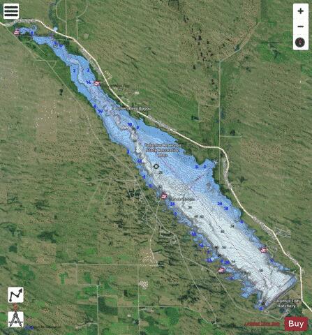 Calamus Reservoir - Virginia Smith Dam depth contour Map - i-Boating App - Satellite