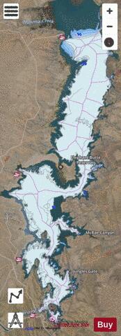 Elephant Butte Reservoir depth contour Map - i-Boating App - Satellite