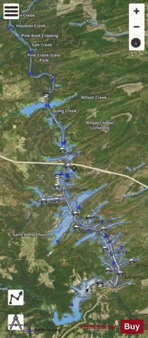 Pine Creek Lake depth contour Map - i-Boating App - Satellite
