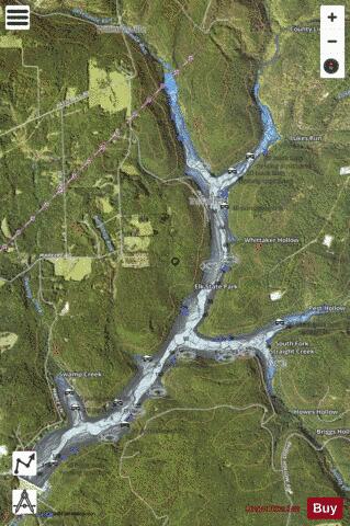 East Branch Clarion River Lake depth contour Map - i-Boating App - Satellite