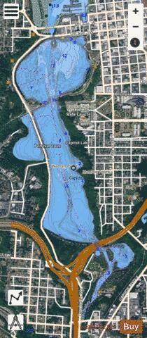 Capitol Lake depth contour Map - i-Boating App - Satellite