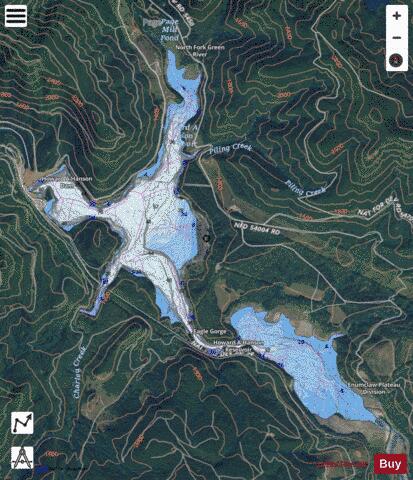 Howard A Hanson Reservoir depth contour Map - i-Boating App - Satellite