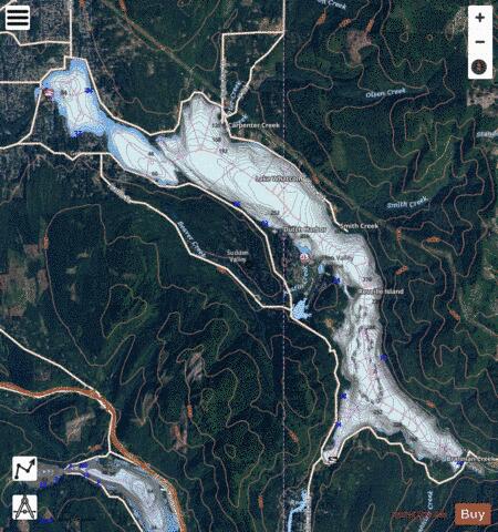 Lake Whatcom depth contour Map - i-Boating App - Satellite