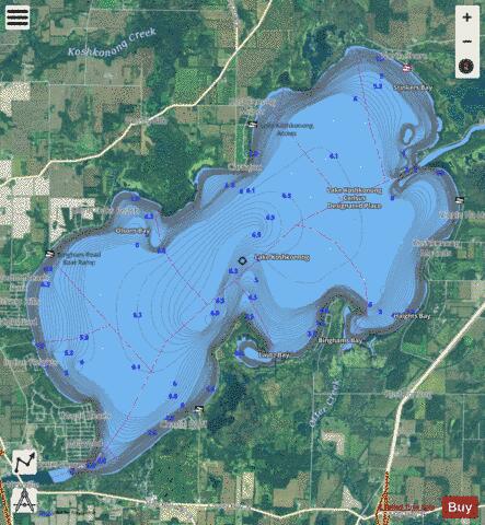 Lake Koshkonong depth contour Map - i-Boating App - Satellite