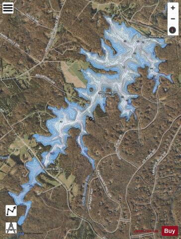 Hunting Run Reservoir depth contour Map - i-Boating App - Satellite