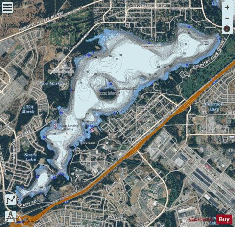 American Lake depth contour Map - i-Boating App - Satellite