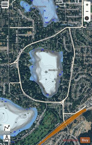 Gravelly Lake depth contour Map - i-Boating App - Satellite