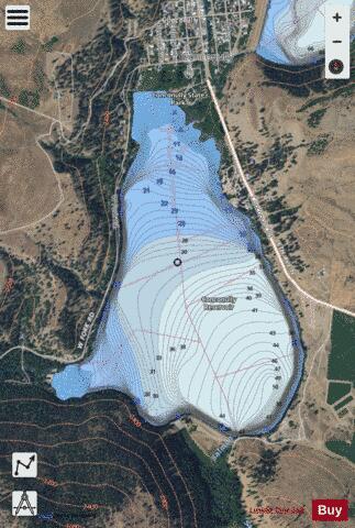 Conconully Reservoir depth contour Map - i-Boating App - Satellite