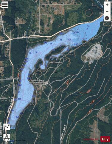 Lake Kapowsin depth contour Map - i-Boating App - Satellite