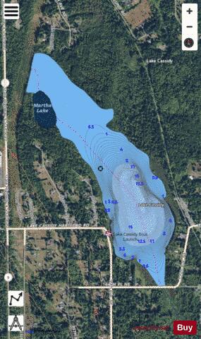 Lake Cassidy depth contour Map - i-Boating App - Satellite