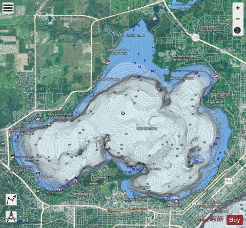 Lake Mendota depth contour Map - i-Boating App - Satellite