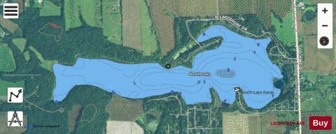 North Lake depth contour Map - i-Boating App - Satellite