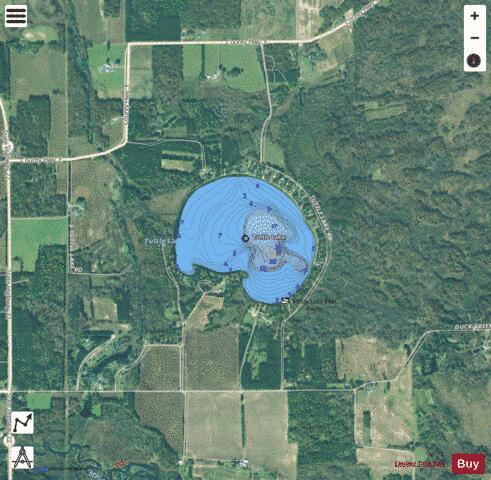 Tuttle Lake depth contour Map - i-Boating App - Satellite