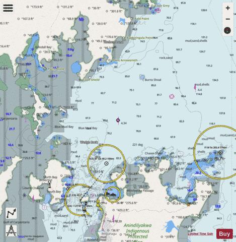 Australia - Northern Territory - Groote Eylandt to Cape Grey Marine Chart - Nautical Charts App - Streets