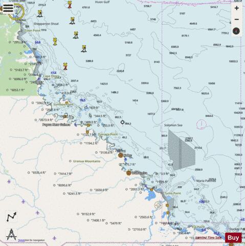 Papua New Guinea - North East Coast - Alligator Point to Salamaua Harbour Marine Chart - Nautical Charts App - Streets