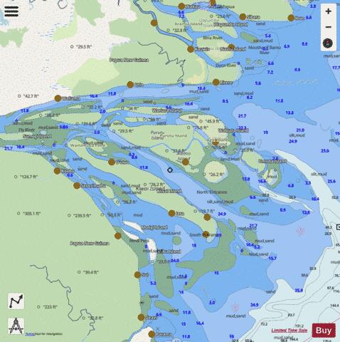 Papua New Guinea - South Coast - Fly River Delta Marine Chart - Nautical Charts App - Streets