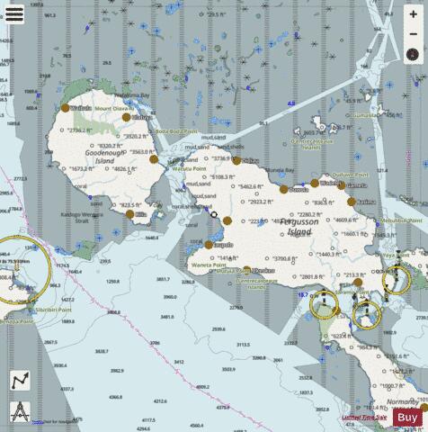 Papua New Guinea - North East Coast - Normanby Island to Goodenough Island Marine Chart - Nautical Charts App - Streets