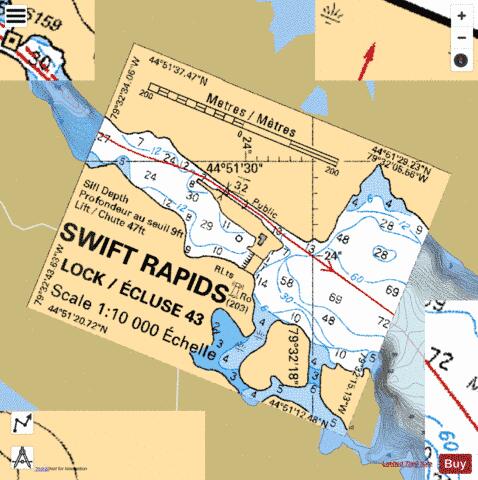 SWIFT RAPIDS LOCK / ÉCLUSE 43 Marine Chart - Nautical Charts App - Streets