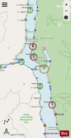KOOTENAY LAKE RHINOCEROS POINT TO RIONDEL Marine Chart - Nautical Charts App - Streets