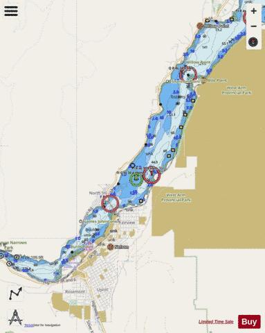 WEST ARM KOOTENAY LAKE FIVE MILE POINT TO NELSON Marine Chart - Nautical Charts App - Streets