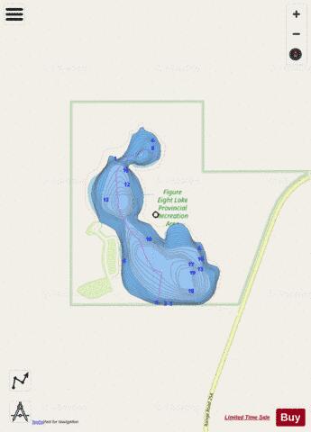 Figure Eight Lake depth contour Map - i-Boating App - Streets