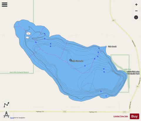 Little Fish Lake depth contour Map - i-Boating App - Streets