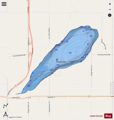 Charron Lake depth contour Map - i-Boating App - Streets