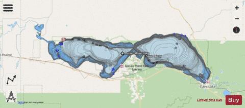 Lesser Slave Lake depth contour Map - i-Boating App - Streets