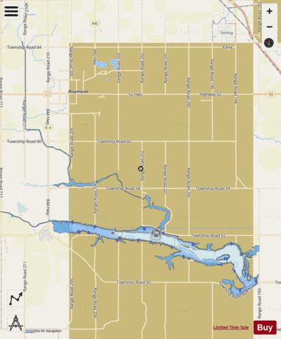 Milk River Ridge Reservoir depth contour Map - i-Boating App - Streets