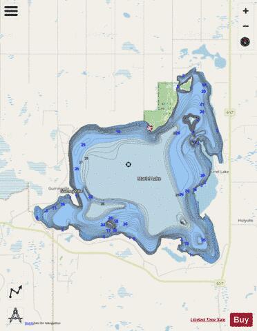 Muriel Lake depth contour Map - i-Boating App - Streets