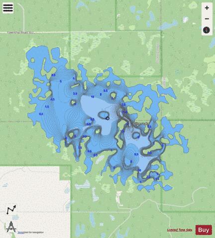 Oliver Lake depth contour Map - i-Boating App - Streets