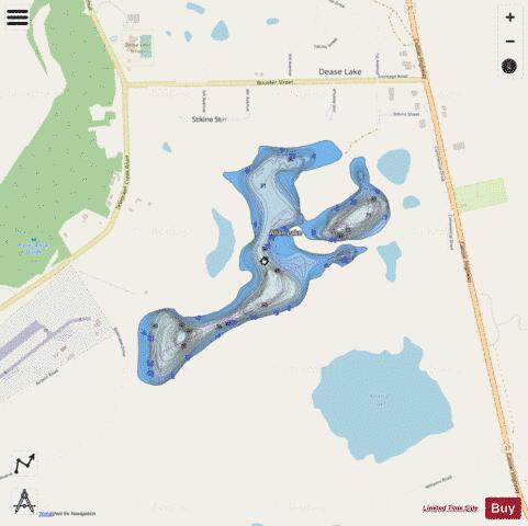 Allan Lake (Dease Lake Area) depth contour Map - i-Boating App - Streets