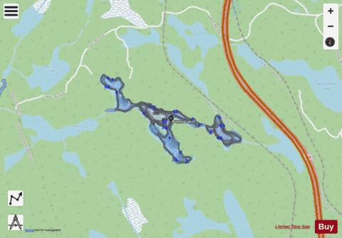 Burnt/Joselin Lake depth contour Map - i-Boating App - Streets
