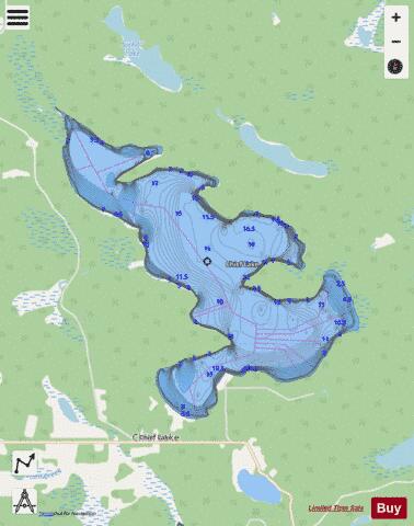 Chief Lake depth contour Map - i-Boating App - Streets