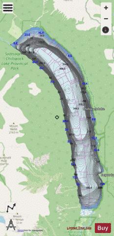 Chilliwack Lake depth contour Map - i-Boating App - Streets