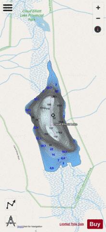 Claud Elliott Lake depth contour Map - i-Boating App - Streets