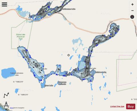 Diana Lake + Rainbow Lake depth contour Map - i-Boating App - Streets