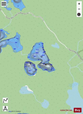 Dina Lakes (#3) depth contour Map - i-Boating App - Streets