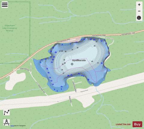 Dry William Lake depth contour Map - i-Boating App - Streets