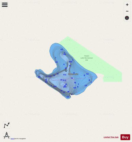 Howes Lake depth contour Map - i-Boating App - Streets