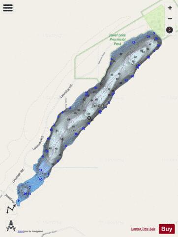 Jewel Lake depth contour Map - i-Boating App - Streets