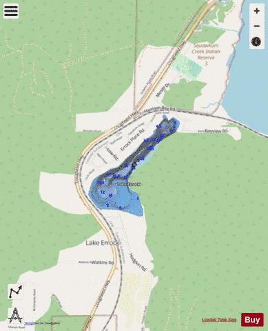 Lake Errock / Squakum depth contour Map - i-Boating App - Streets