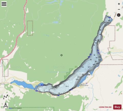 Nicola Lake depth contour Map - i-Boating App - Streets