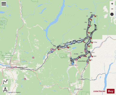 Shuswap Lake depth contour Map - i-Boating App - Streets