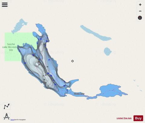 Suscha Lake depth contour Map - i-Boating App - Streets