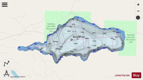 Sweeney Lake depth contour Map - i-Boating App - Streets